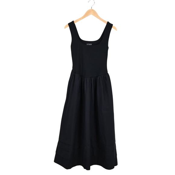 J.Crew Drop Waist Mixy Midi Dress Black Size XS NWT - Picture 2 of 8